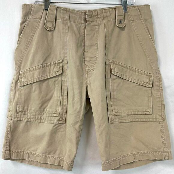 DIESEL Y2K 2000s Khaki Tan Distressed Baggy Cargo Shorts Pockets Men 32 Gorpcore - Picture 1 of 8